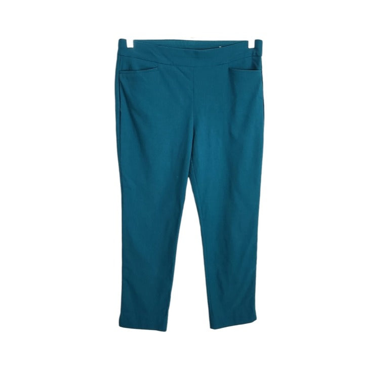 Chico's Teal Blue Pull On Cropped Pants Size 10
