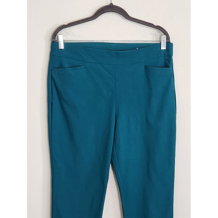 Chico's Teal Blue Pull On Cropped Pants Size 10