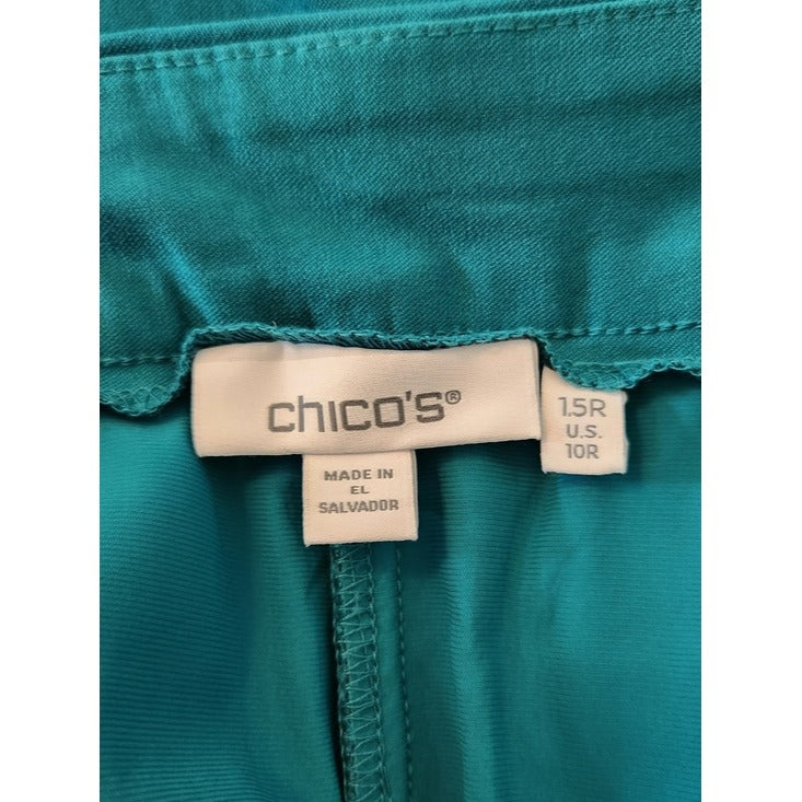 Chico's Teal Blue Pull On Cropped Pants Size 10