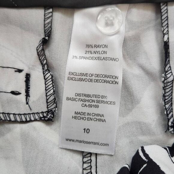 Mario Serrani Black and White Bermuda Shorts Size 10 Tropical Print Shorts