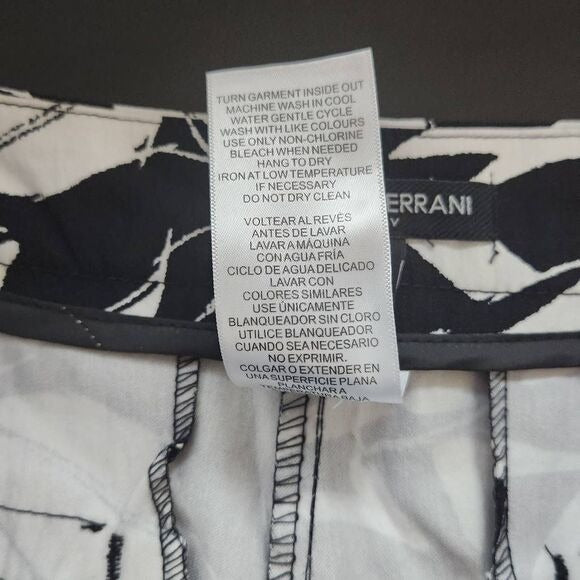 Mario Serrani Black and White Bermuda Shorts Size 10 Tropical Print Shorts