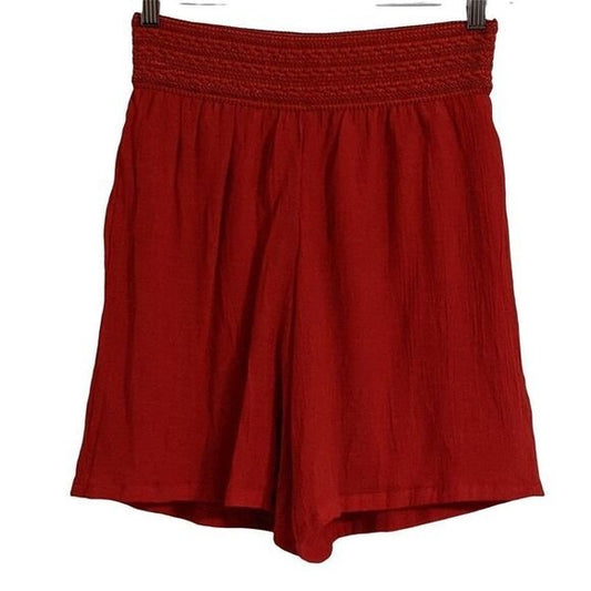 New Directions Red Boho Shorts Size Small Red Pull-on Shorts