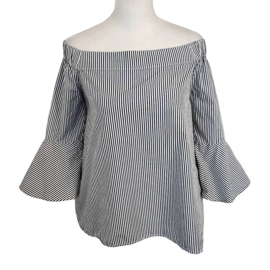 Cupio Navy Stripe Off the Shoulder Top Size Medium Preppy Striped Top