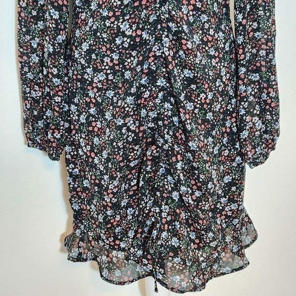 New Look Black Floral V-Neck Dress NWT Size 10 Wedding Guest Dress
