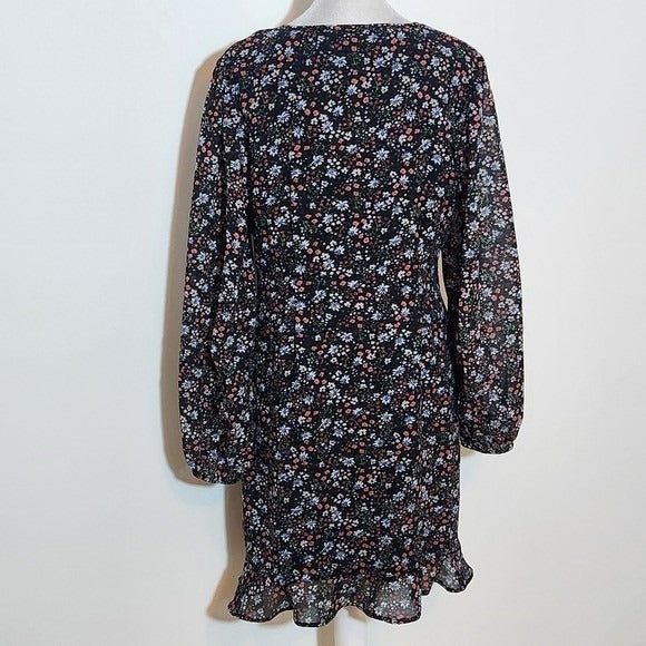 New Look Black Floral V-Neck Dress NWT Size 10 Wedding Guest Dress