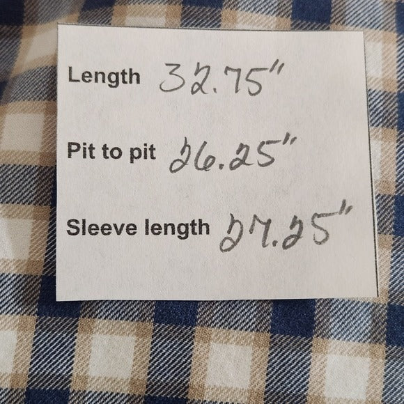 Eddie Bauer Men's Blue and Brown Check Button Down Shirt Size XL Tall