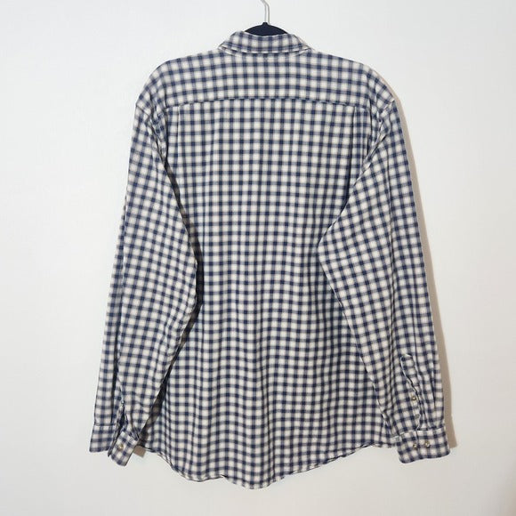 Eddie Bauer Men's Blue and Brown Check Button Down Shirt Size XL Tall