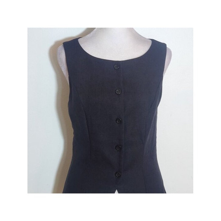 Monteau Black Linen Blend Button-Up Vest Size Small NWT