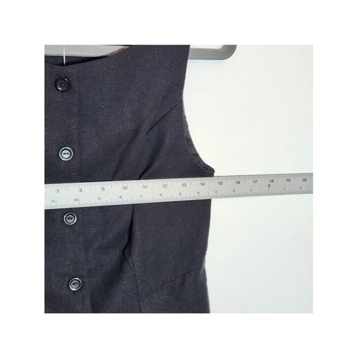 Monteau Black Linen Blend Button-Up Vest Size Small NWT