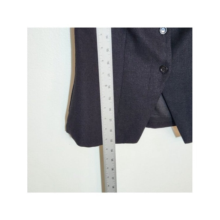 Monteau Black Linen Blend Button-Up Vest Size Small NWT