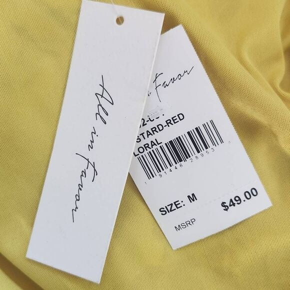 All in Favor Yellow Floral Mini Wrap Dress Size Medium, New