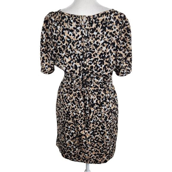 BCBGeneration Animal Print Lace-Up Back Mini Dress Size 8 Black and Tan Dress