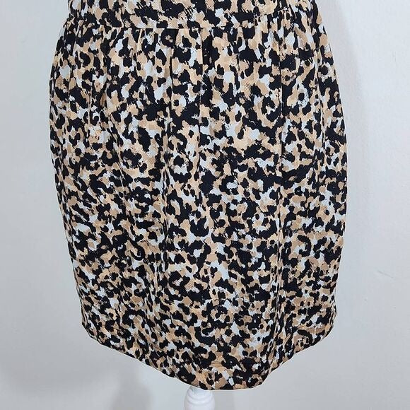 BCBGeneration Animal Print Lace-Up Back Mini Dress Size 8 Black and Tan Dress