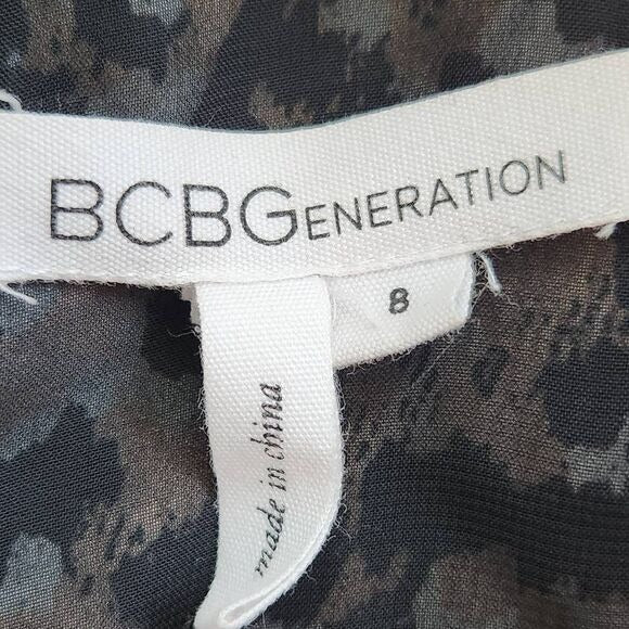 BCBGeneration Animal Print Lace-Up Back Mini Dress Size 8 Black and Tan Dress