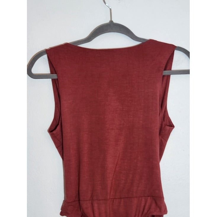 Lulus Marsala Faux Wrap Sleeveless Bodysuit Size Medium NWT