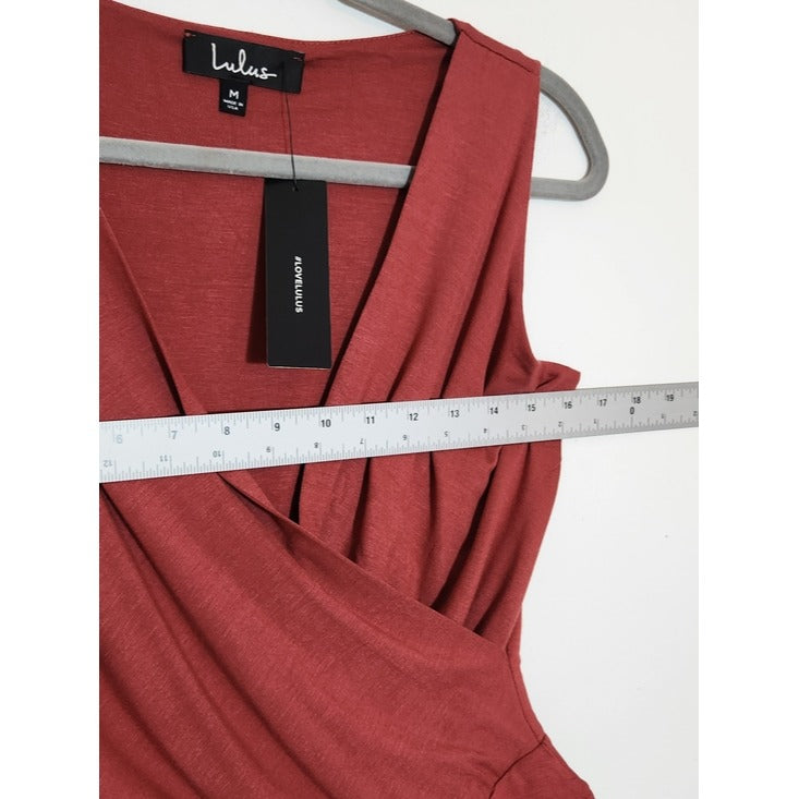 Lulus Marsala Faux Wrap Sleeveless Bodysuit Size Medium NWT