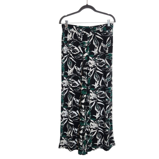 Gap Black and Green Floral Print Wide Leg Pull-On Pants Size Small