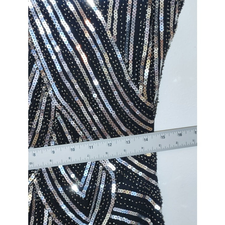 Womens Black and Silver Sequin Flapper Cocktail Dress Size XXL