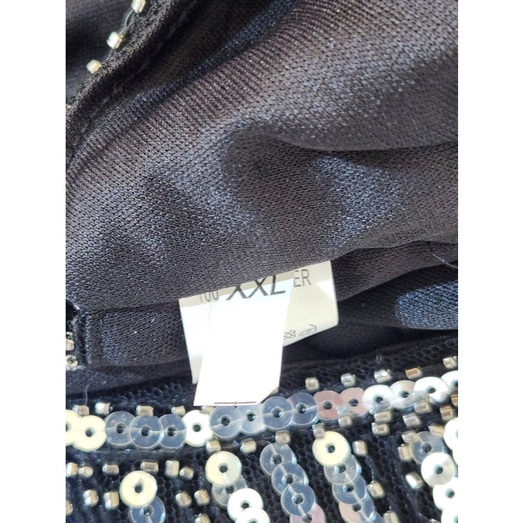 Womens Black and Silver Sequin Flapper Cocktail Dress Size XXL