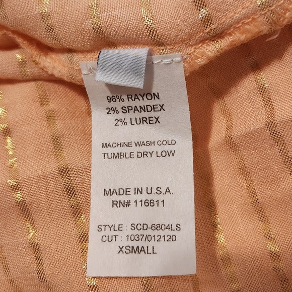 Self Contrast Peach and Gold Boho Tiered Maxi Dress Size XS NWT