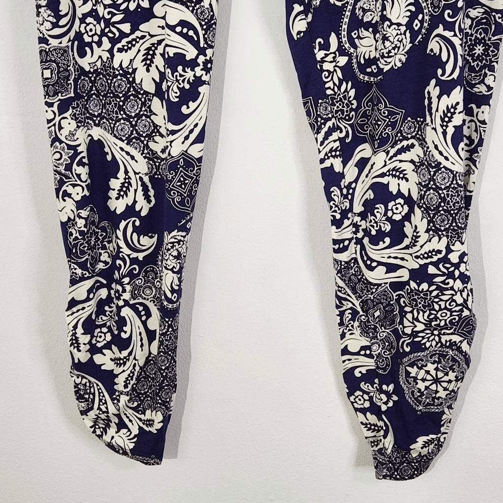 Michael Lauren Blue and White Joggers Size Small NWT Pablo Pant with Shirring