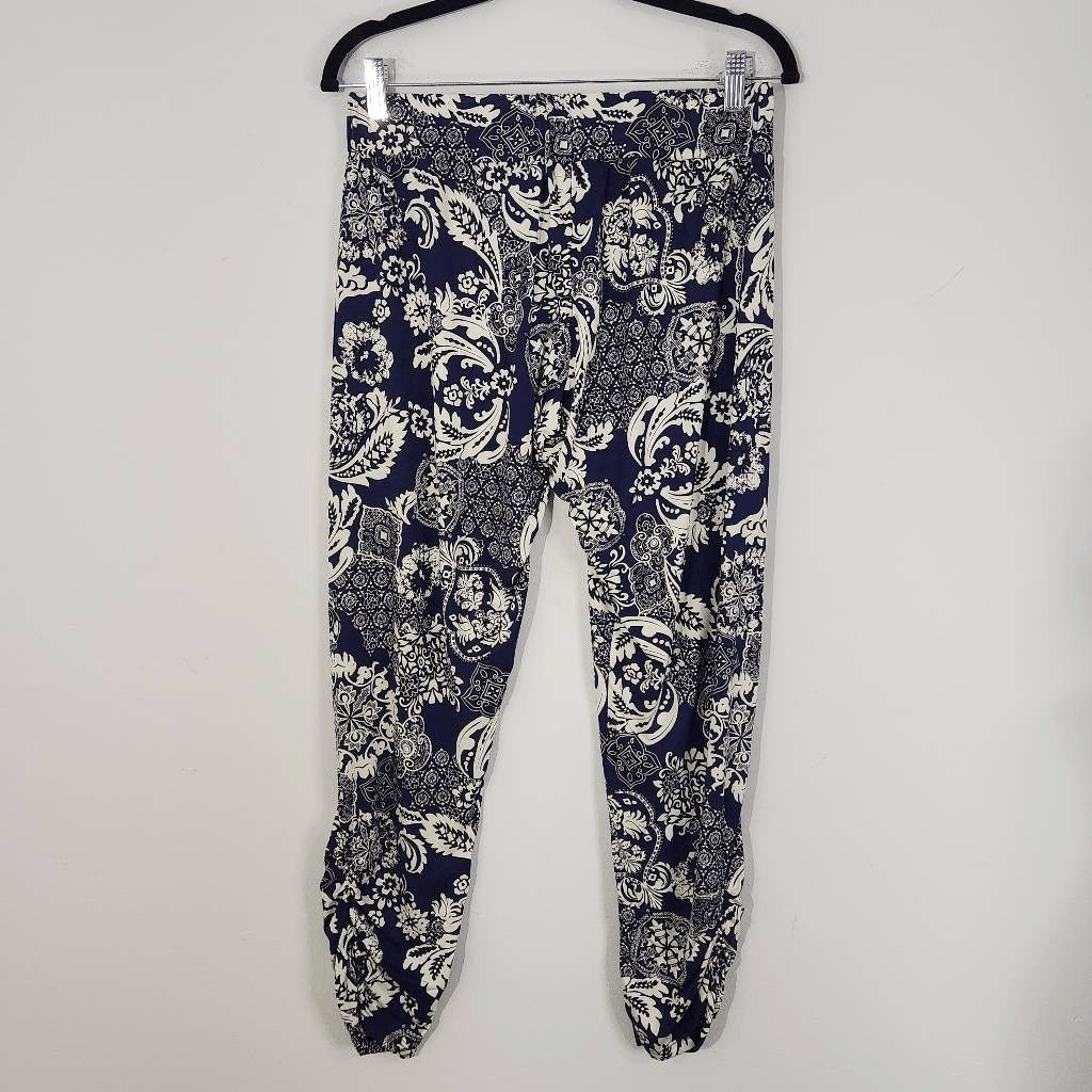 Michael Lauren Blue and White Joggers Size Small NWT Pablo Pant with Shirring