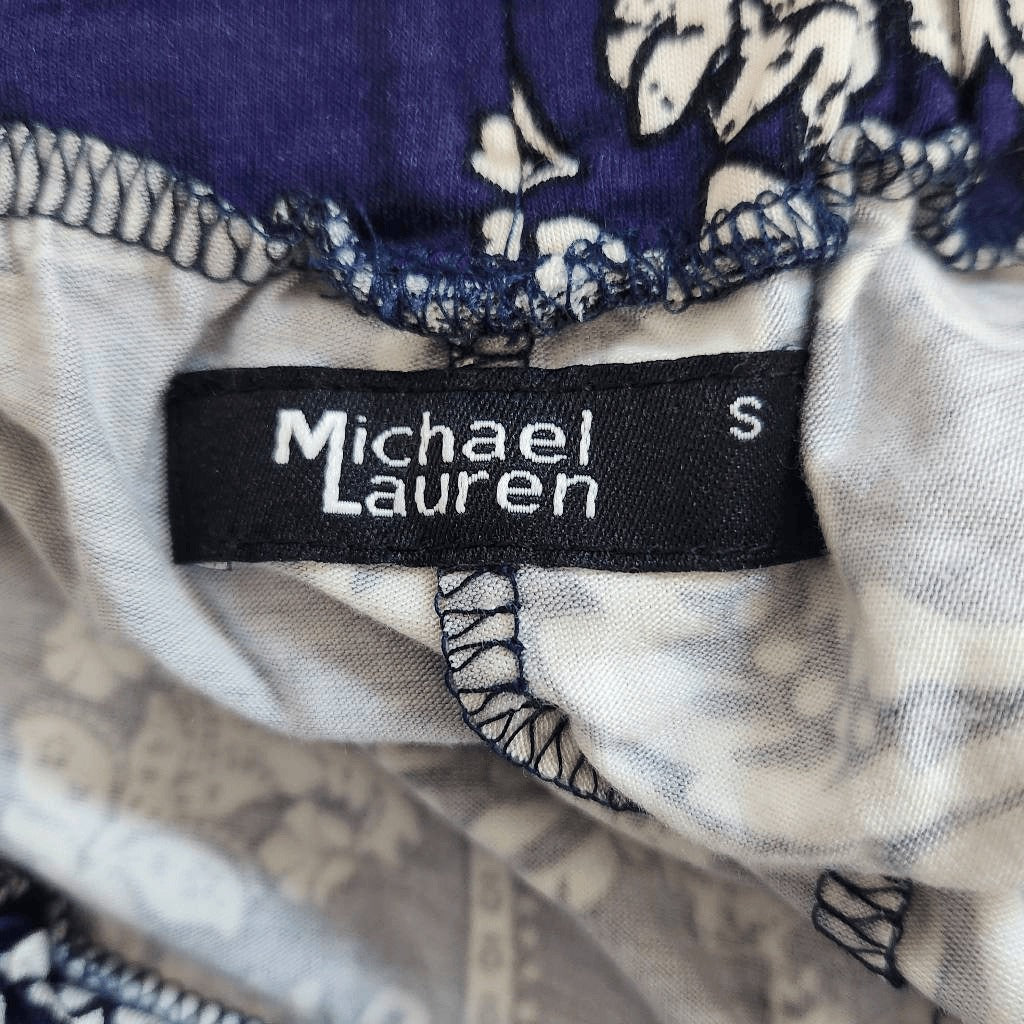 Michael Lauren Blue and White Joggers Size Small NWT Pablo Pant with Shirring