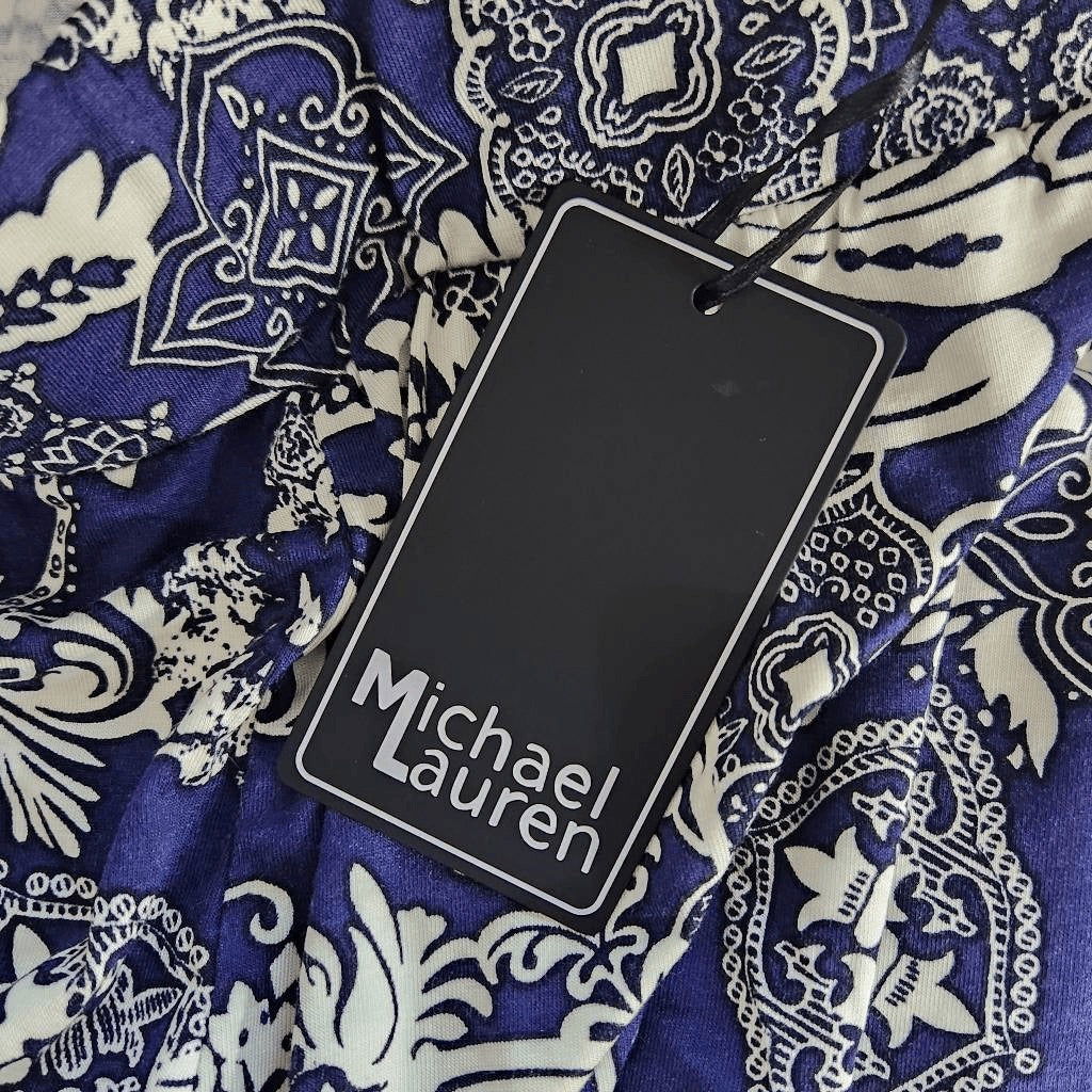 Michael Lauren Blue and White Joggers Size Small NWT Pablo Pant with Shirring