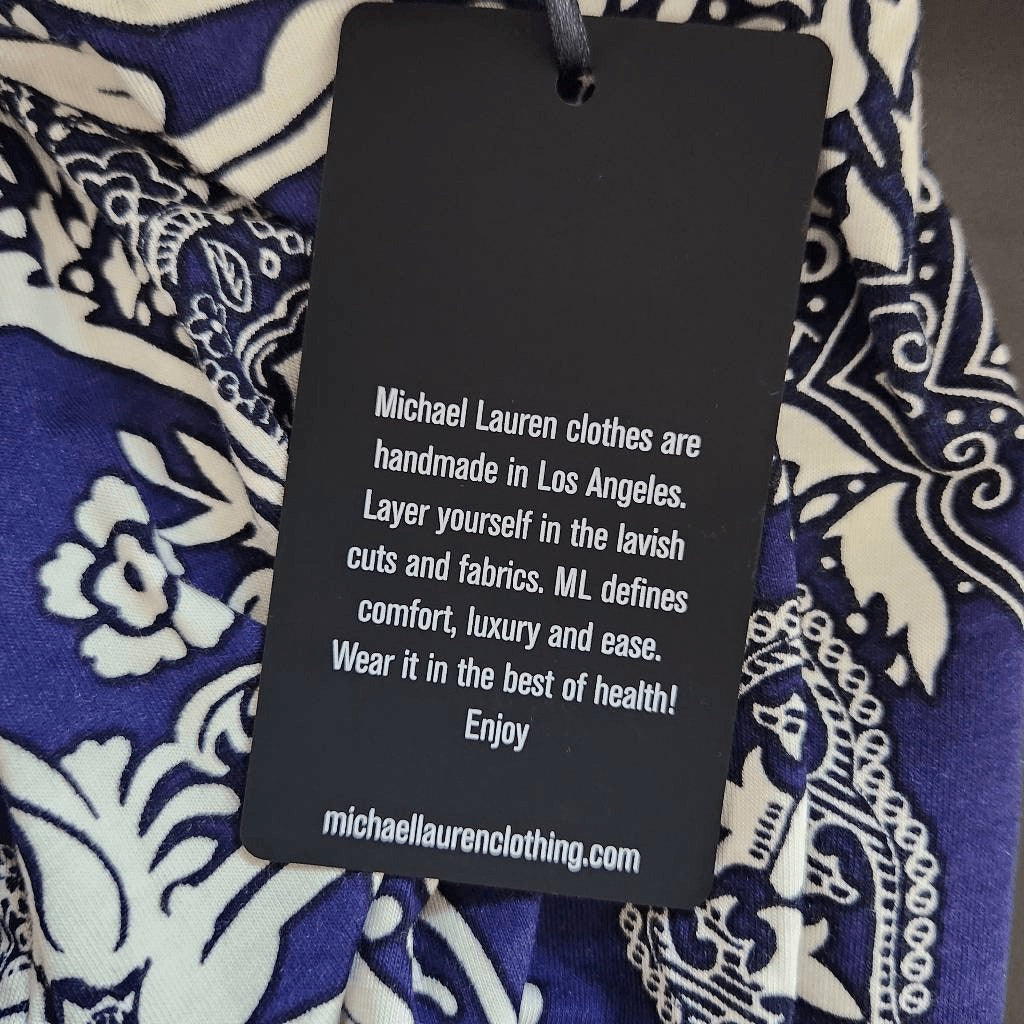 Michael Lauren Blue and White Joggers Size Small NWT Pablo Pant with Shirring