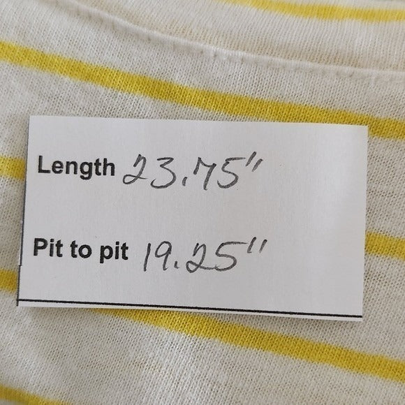 a loves a Yellow Striped Short Sleeve Tee with Tie Size Medium Linen Striped Tee