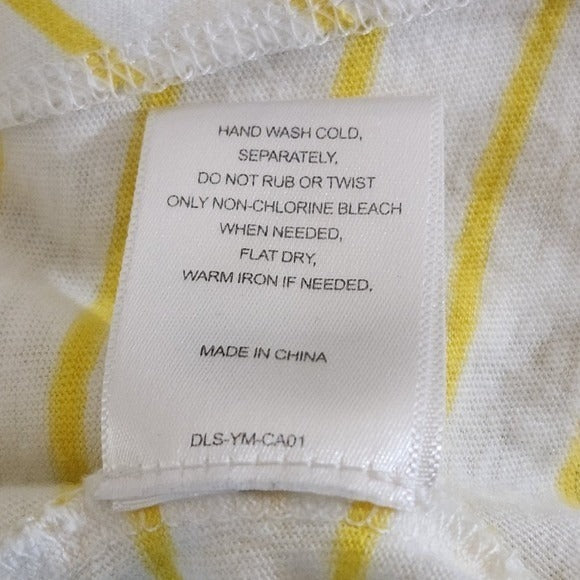 a loves a Yellow Striped Short Sleeve Tee with Tie Size Medium Linen Striped Tee