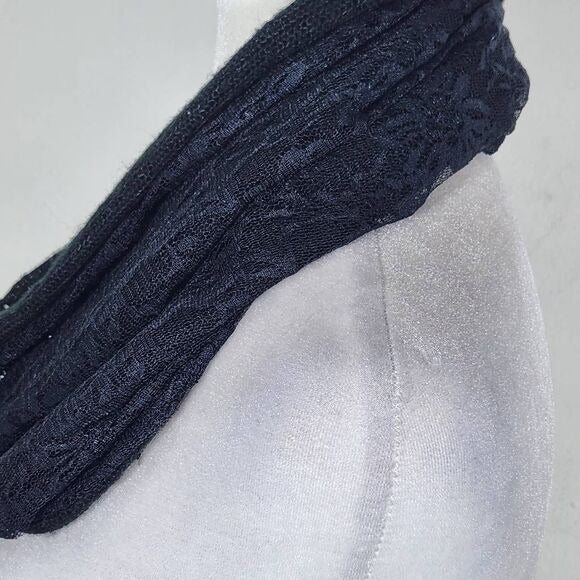 Nicole Marciano Black Lace Infinity Scarf One Size Black Knit Scarf with Lace De