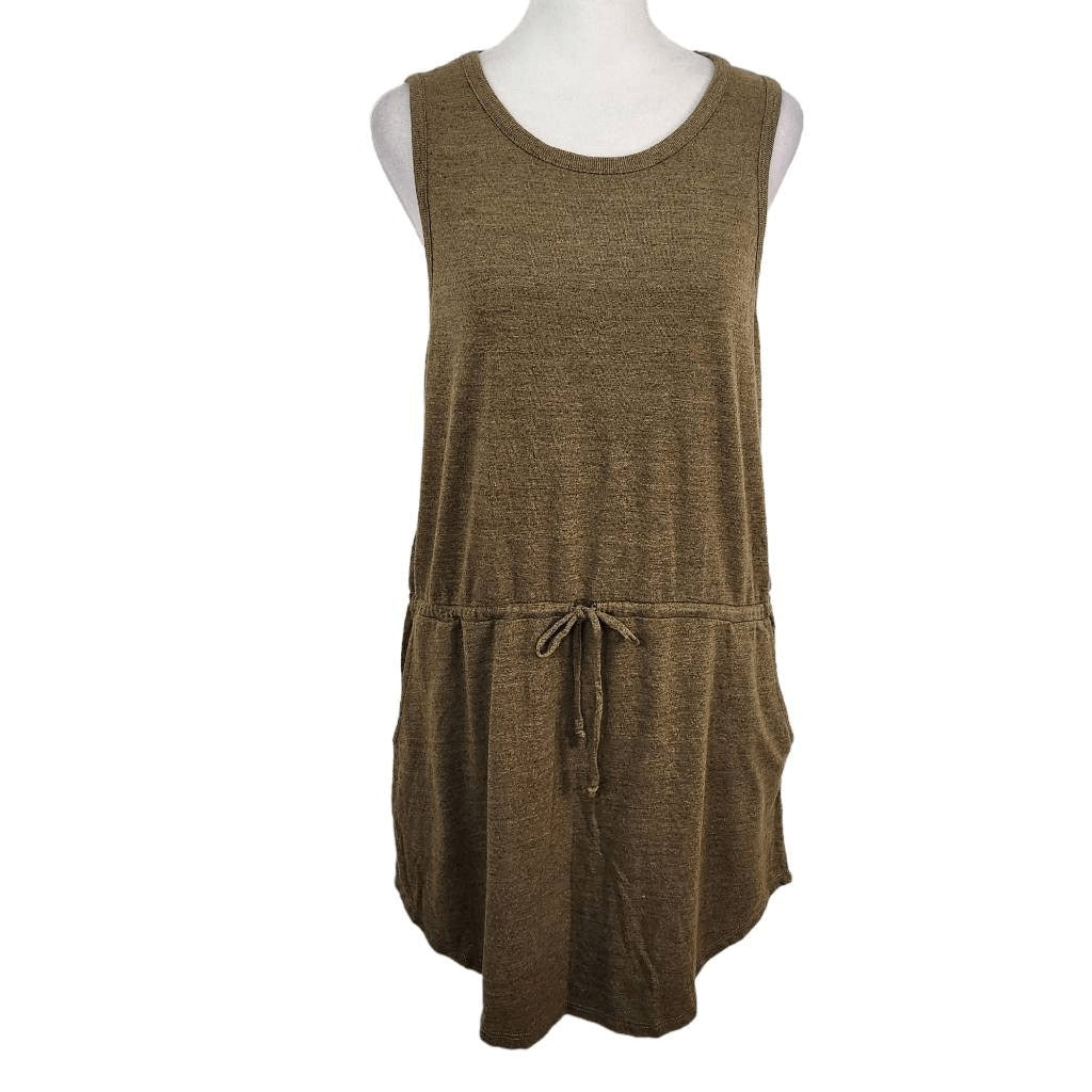 Chaser Olive Green Mini Tank Dress with Drawstring Waist NWT Size Medium