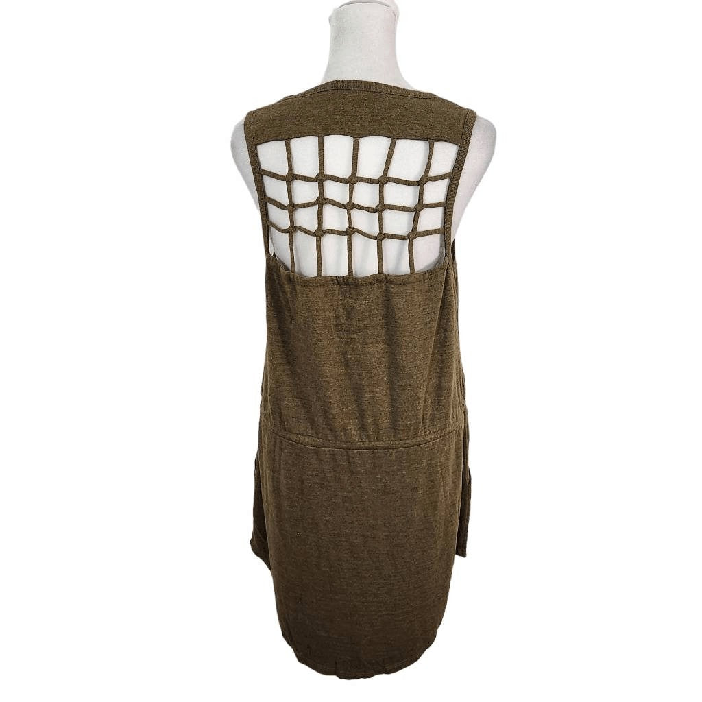 Chaser Olive Green Mini Tank Dress with Drawstring Waist NWT Size Medium