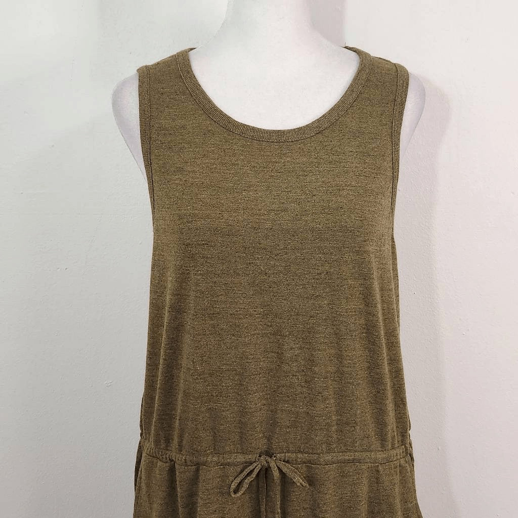 Chaser Olive Green Mini Tank Dress with Drawstring Waist NWT Size Medium