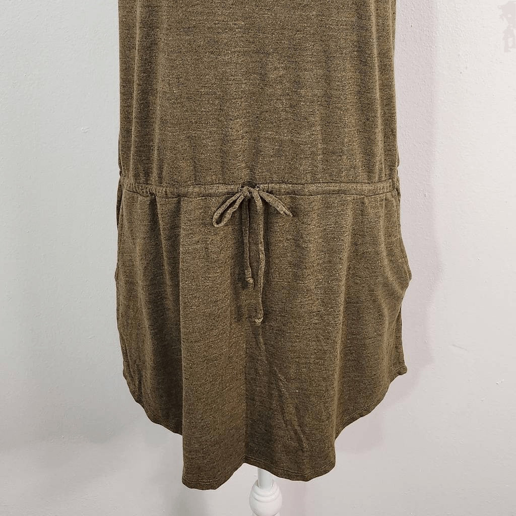 Chaser Olive Green Mini Tank Dress with Drawstring Waist NWT Size Medium