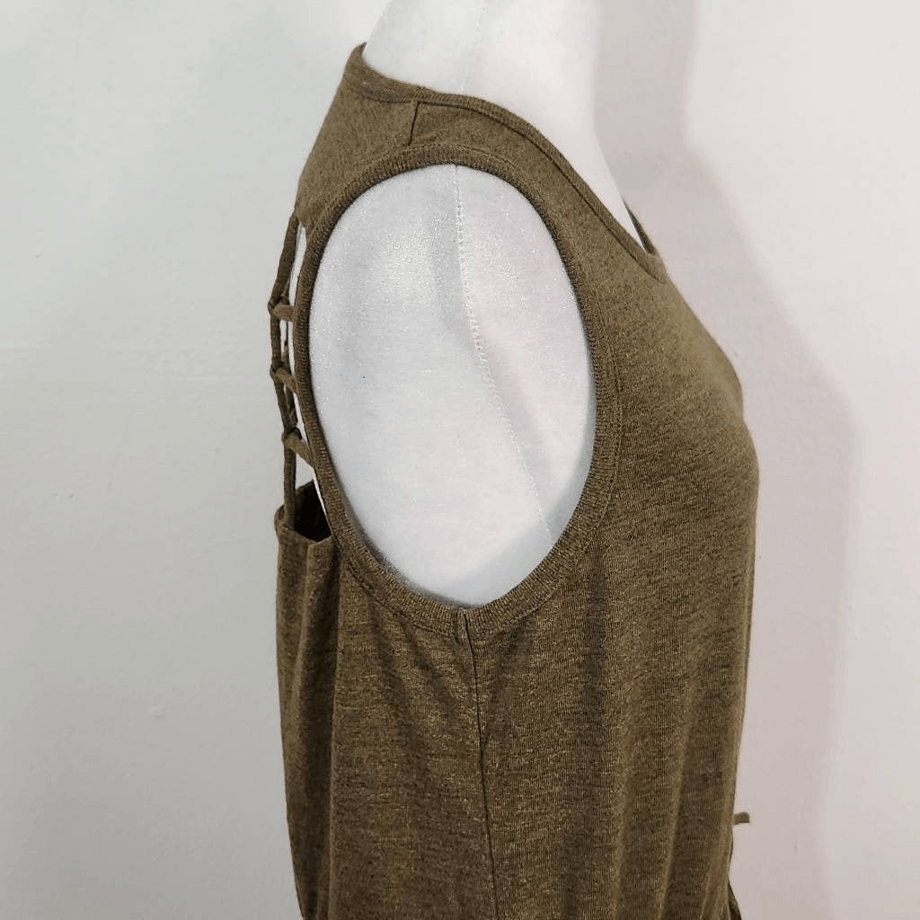 Chaser Olive Green Mini Tank Dress with Drawstring Waist NWT Size Medium
