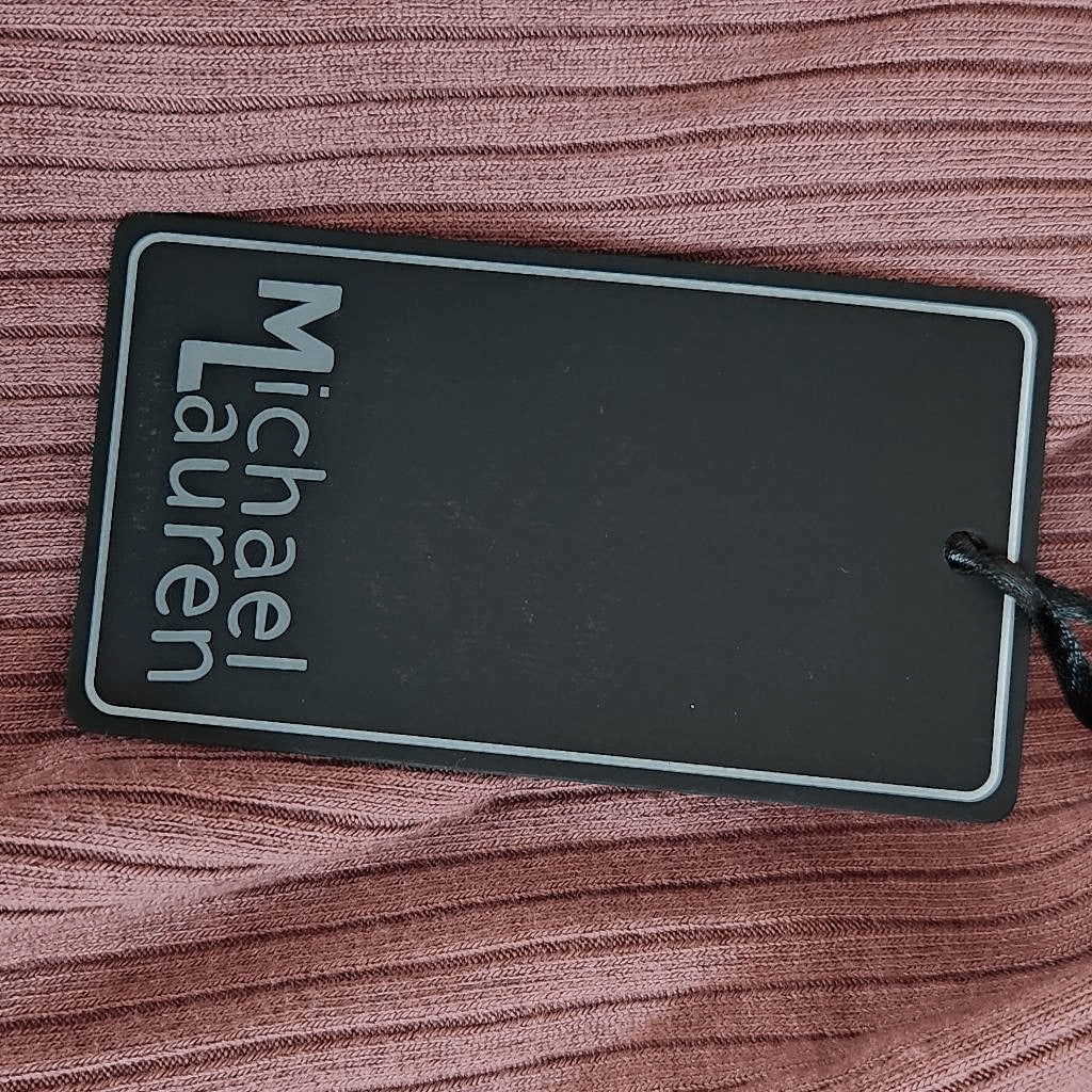 Michael Lauren Mauve Ribbed Knit One Shoulder Top Ruffle Accent NWT Size Large