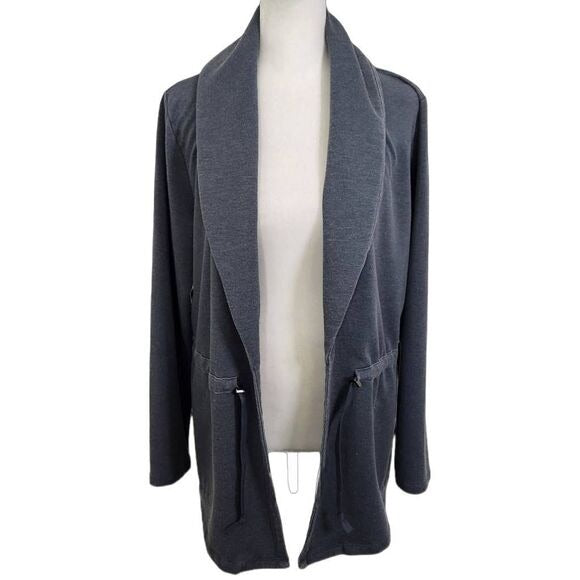 AnyBody Washed French Terry Dark Blue Shawl Collar Jacket Size XS