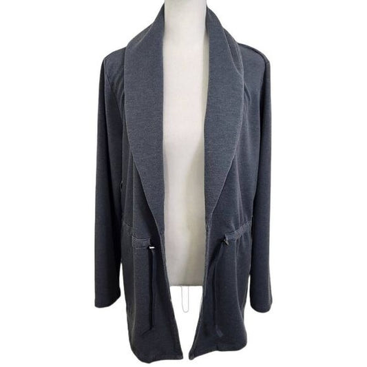 AnyBody Washed French Terry Dark Blue Shawl Collar Jacket Size XS