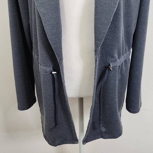 AnyBody Washed French Terry Dark Blue Shawl Collar Jacket Size XS