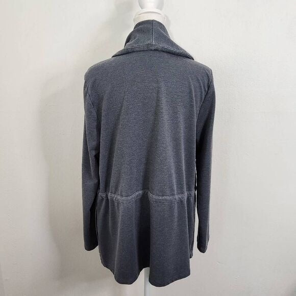 AnyBody Washed French Terry Dark Blue Shawl Collar Jacket Size XS