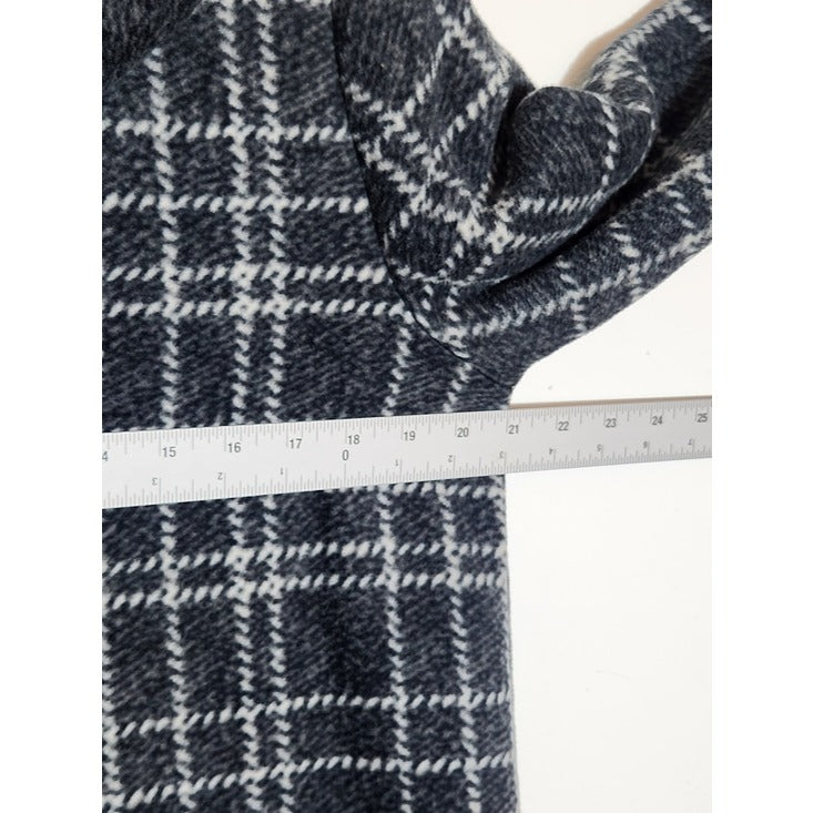 Ike Behar Womens Dark Gray Plaid Plush Coat Size Medium
