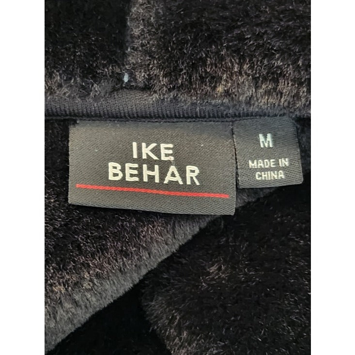 Ike Behar Womens Dark Gray Plaid Plush Coat Size Medium