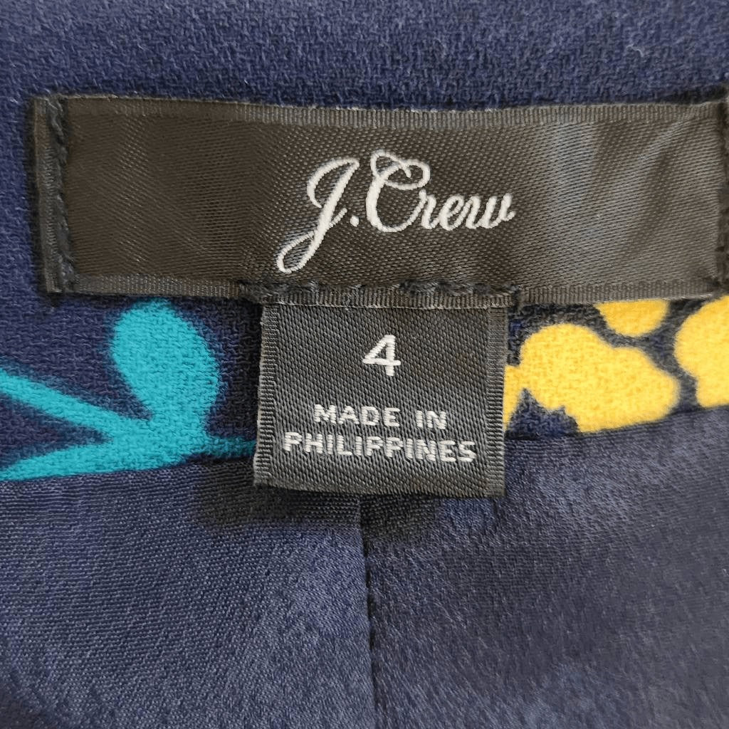 J. Crew Navy and Gold Floral Wrap Dress Size 4 Wedding Guest Dress