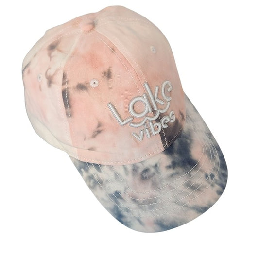 Lake Vibes Pink and Gray Tie Dye Baseball Hat One Size