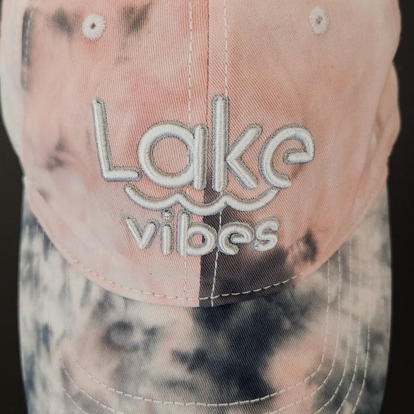 Lake Vibes Pink and Gray Tie Dye Baseball Hat One Size