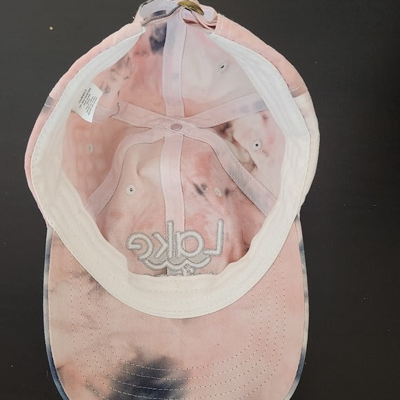Lake Vibes Pink and Gray Tie Dye Baseball Hat One Size