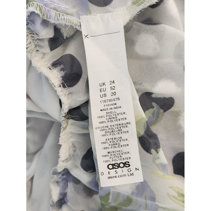 ASOS Purple Floral and Polka Dot Peplum Blouse Size 20
