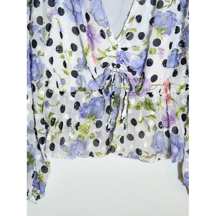 ASOS Purple Floral and Polka Dot Peplum Blouse Size 20